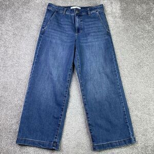 Ella Moss Jeans Women’s 6 Blue Wide Leg Cropped High Rise Medium Wash Denim Boho